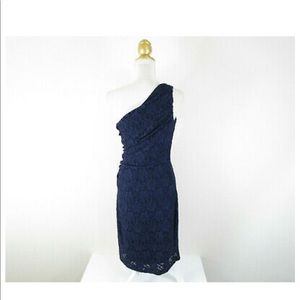 RALPH LAUREN One Shoulder Navy Blue Lace Dress